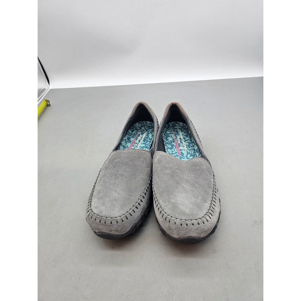 Skechers Relaxed Fit Gray Suede Memory Foam Loafers Womens 9 Wide 49415W CCL